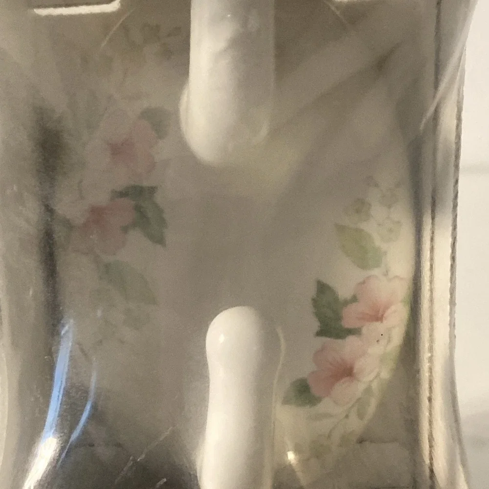 Vintage LENAPE Double Robe Hook White Porcelain with Blossoms Flowrrs New -T